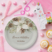 Winter Beige Elegant Script Bruiloft Papieren Bordje (Feest)