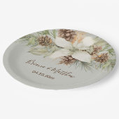 Winter Beige Elegant Script Bruiloft Papieren Bordje (Gekanteld)