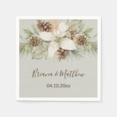 Winter Beige Elegant Script Bruiloft Servet (Voorkant)