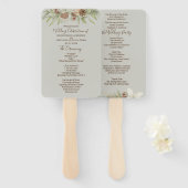 Winter Beige Elegant Script Trouwprogramma Handwaaier (Voorkant en achterkant)