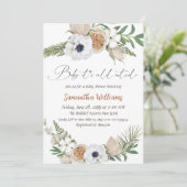 Winter Beige Floral Genderneutraal Baby shower Kaart (Staand voorkant)