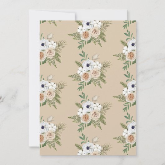 Winter Beige Floral Genderneutraal Baby shower Kaart (Achterkant)