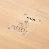 Winter Beige Teddy Bear Christmas Baby Shower Acryl Uitnodigingen (Laagn)