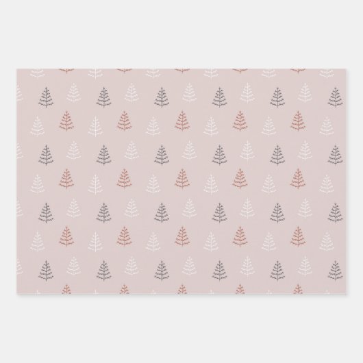Winter Bells Trees Modern Pastel Kerstmis Inpakpapier Vel (Voorkant)