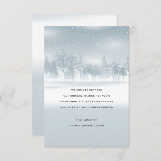 Winter Bereavement - Hartelijk dank Bedankkaart (Voorkant / Achterkant)