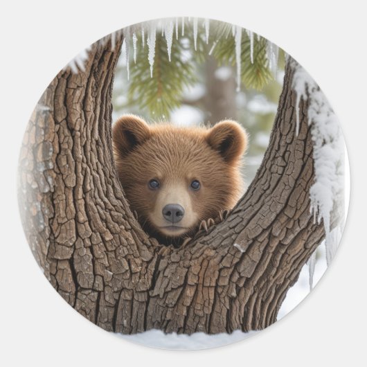 winter berenjong ronde sticker (Voorkant)