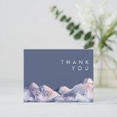 Winter Berg Avond Bruiloft Dank u Briefkaart (Staand voorkant)