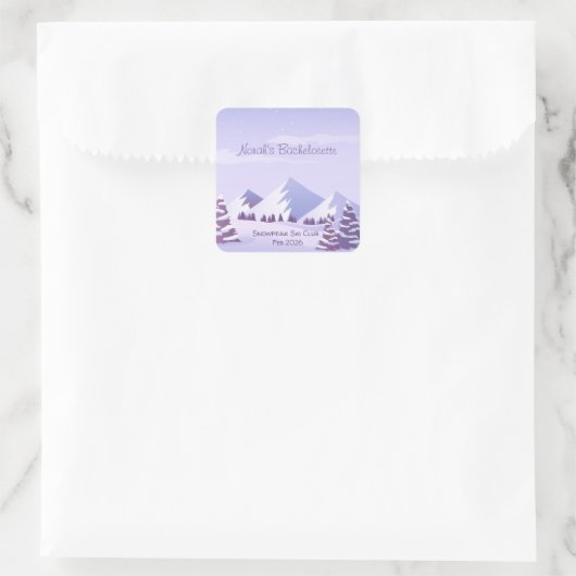 Winter Berg Bachelorette Weekend Custom Vierkante Sticker (Tas)