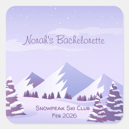 Winter Berg Bachelorette Weekend Custom Vierkante Sticker (Voorkant)