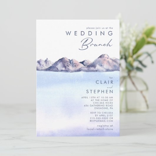 Winter Berg Bruiloft Brunch Uitnodiging (Staand voorkant)