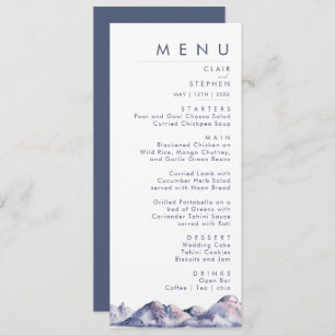 Winter Berg Bruiloft Diner Menu