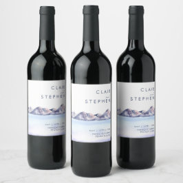 Winter Berg Bruiloft Wijn Label Etiket