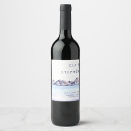 Winter Berg Bruiloft Wijn Label Etiket