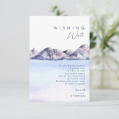 Winter Berg Bruiloft Wishing Well Informatiekaartje (Staand voorkant)