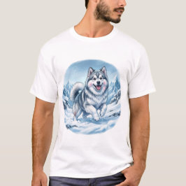 Winter Berg Hond Borstprint T-shirt