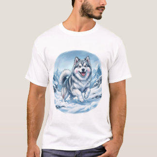 Winter Berg Hond Borstprint T-shirt
