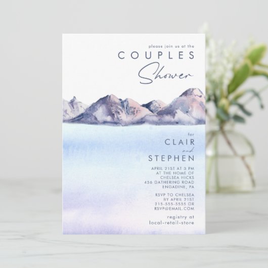 Winter berg koppels douche kaart (Staand voorkant)