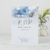 Winter Berg Meer RSVP Kaart (Staand voorkant)