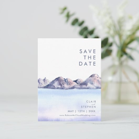 Winter Berg Save The Date Ansichtkaart Uitnodiging Briefkaart (Staand voorkant)