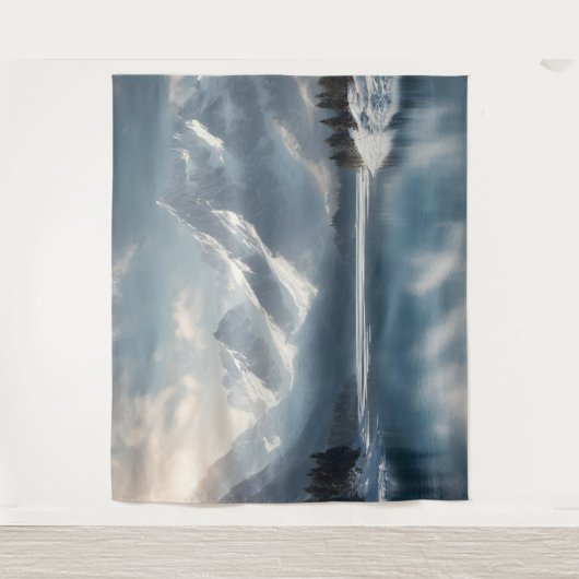 Winter Berg Sneeuw Landschap Tapestry Achtergrond Wandkleed (Voorkant)