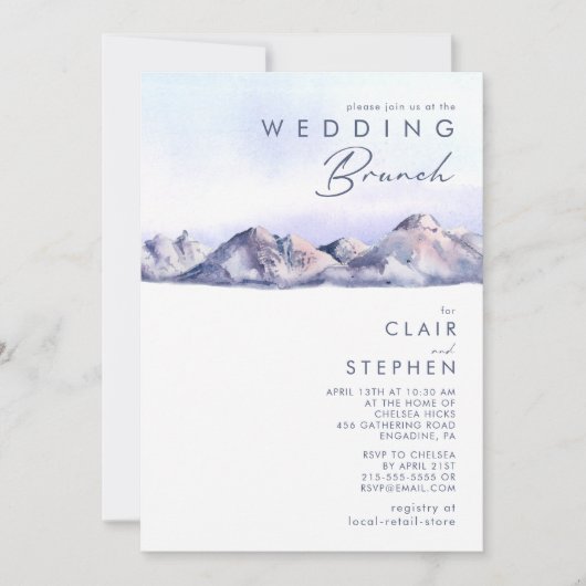 Winter Berg Zonsondergang Bruiloft Brunch Uitnodig Kaart (Voorkant)