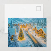 Winter bergdorp met kerstversiering feestdagenkaart (Voorkant / Achterkant)