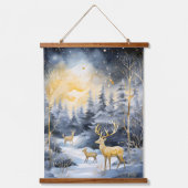 Winter Bergen Herten Sterren Marine Landschappen Hangend Wandkleed (Voorkant 2)