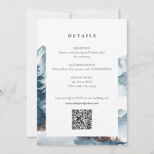 Winter Bergen Pijnboom Alles in een bruiloft Kaart (Achterkant)