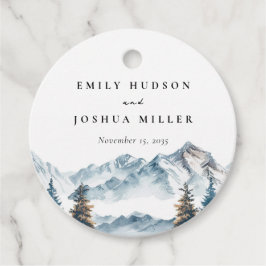 Winter Bergen Pijnboom Bruiloft Bedankjes Labels