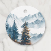 Winter Bergen Pijnboom Bruiloft Bedankjes Labels (Achterkant)