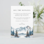 Winter Bergen Pijnboom Bruiloft Informatiekaartje (Staand voorkant)