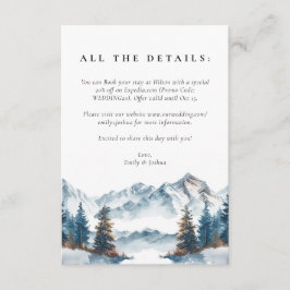 Winter Bergen Pijnboom Bruiloft Informatiekaartje