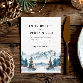 Winter Bergen Pijnboom Bruiloft Kaart