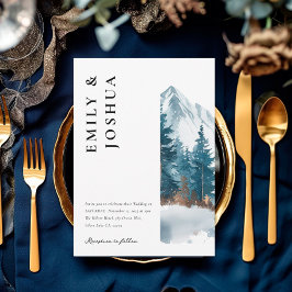 Winter Bergen Pijnboom Bruiloft Kaart