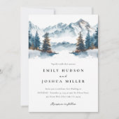 Winter Bergen Pijnboom Bruiloft Kaart (Voorkant)