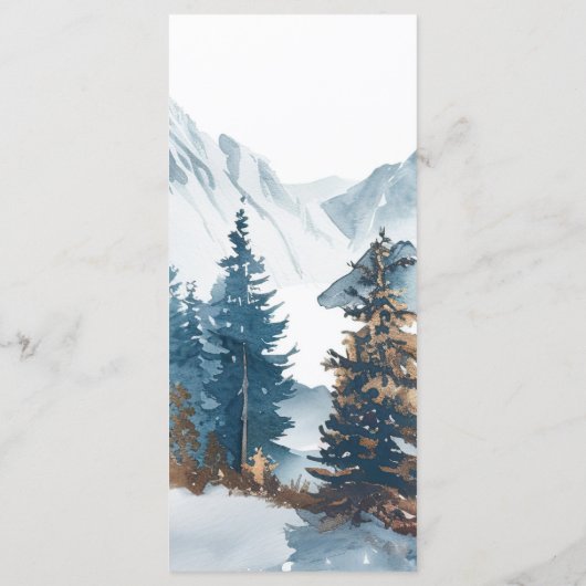 Winter Bergen Pijnboom Bruiloft Menu (Achterkant)