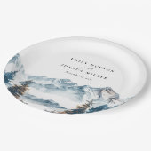 Winter Bergen Pijnboom Bruiloft Papieren Bordje (Gekanteld)