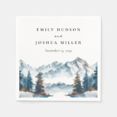 Winter Bergen Pijnboom Bruiloft Servet (Voorkant)