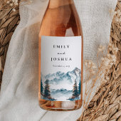 Winter Bergen Pijnboom Bruiloft Wijn Etiket