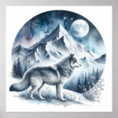 Winter Berglandschap met Wolf Poster (Voorkant)