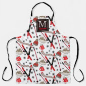 Winter Bergskireis Thema Patroon Monogram Schort (Voorkant)