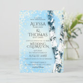 Winter Berk bruiloft Kaart (Staand voorkant)