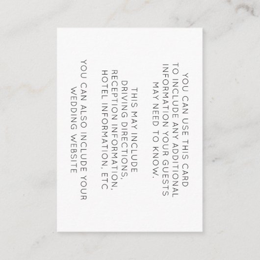 Winter Berk Calligrafie Botanische Trouwdetails Informatiekaartje (Achterkant)