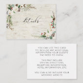 Winter Berk Calligrafie Botanische Trouwdetails Informatiekaartje (Voorkant / Achterkant)