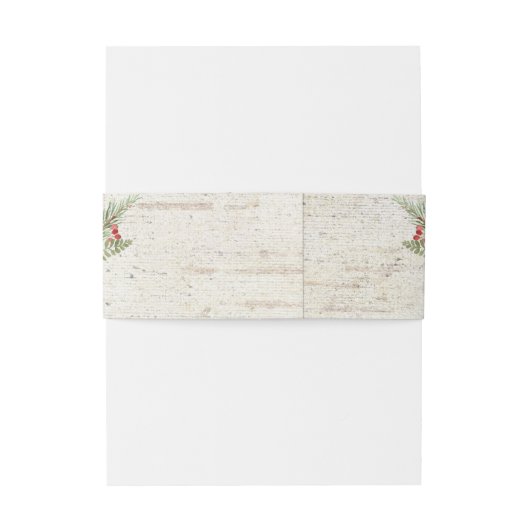 Winter Berk Kalligrafie Bloemen Botanische Bruilof Uitnodigingen Wikkel (Achterkant Voorbeeld)