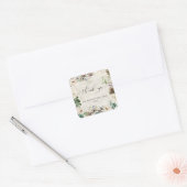 Winter Berk Kalligrafie Bloemen Bruiloft Dank u Vierkante Sticker (Envelop)