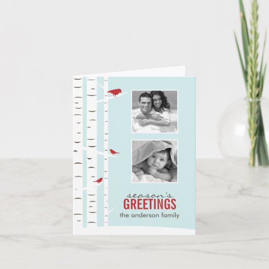 Winter Berken Bomen Vakantie Fotokaarten Feestdagen Kaart (Voorkant)