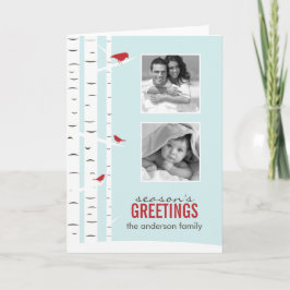 Winter Berken Bomen Vakantie Fotokaarten Feestdagen Kaart