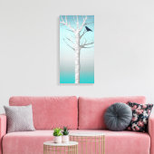 Winter Berken Grove w / vogel 10x20 Ingewikkeld Ca Canvas Afdruk (Insitu (Woonkamer))