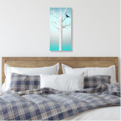 Winter Berken Grove w / vogel 10x20 Ingewikkeld Ca Canvas Afdruk (Insitu (Slaapkamer))